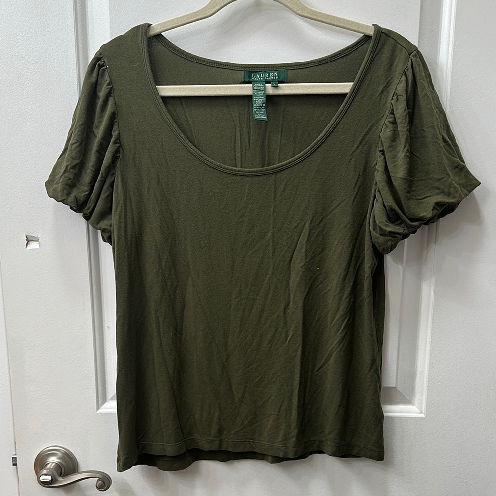 Ralph Lauren Green Fitted Ribbed Short Sleeve Tee